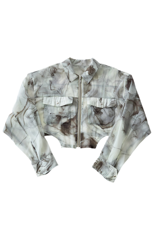 Marble paint zip shirt