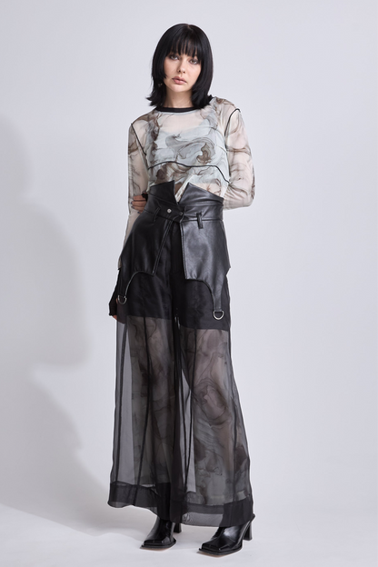 Marble paint mellow crew tops