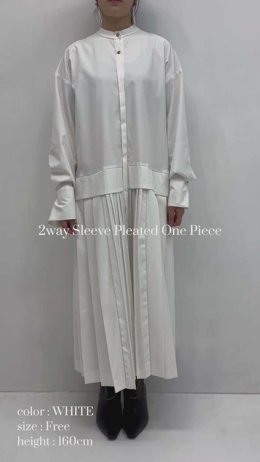 2way sleeve pleated one piece