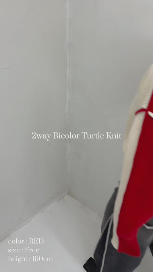 2way bicolor turtle knit