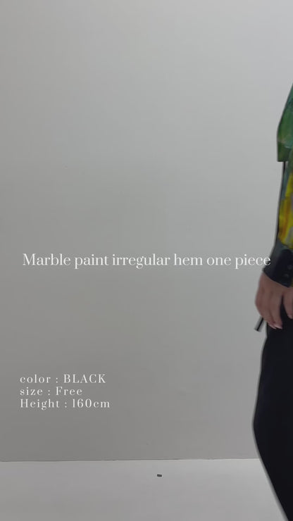 Marble paint irregular hem one piece