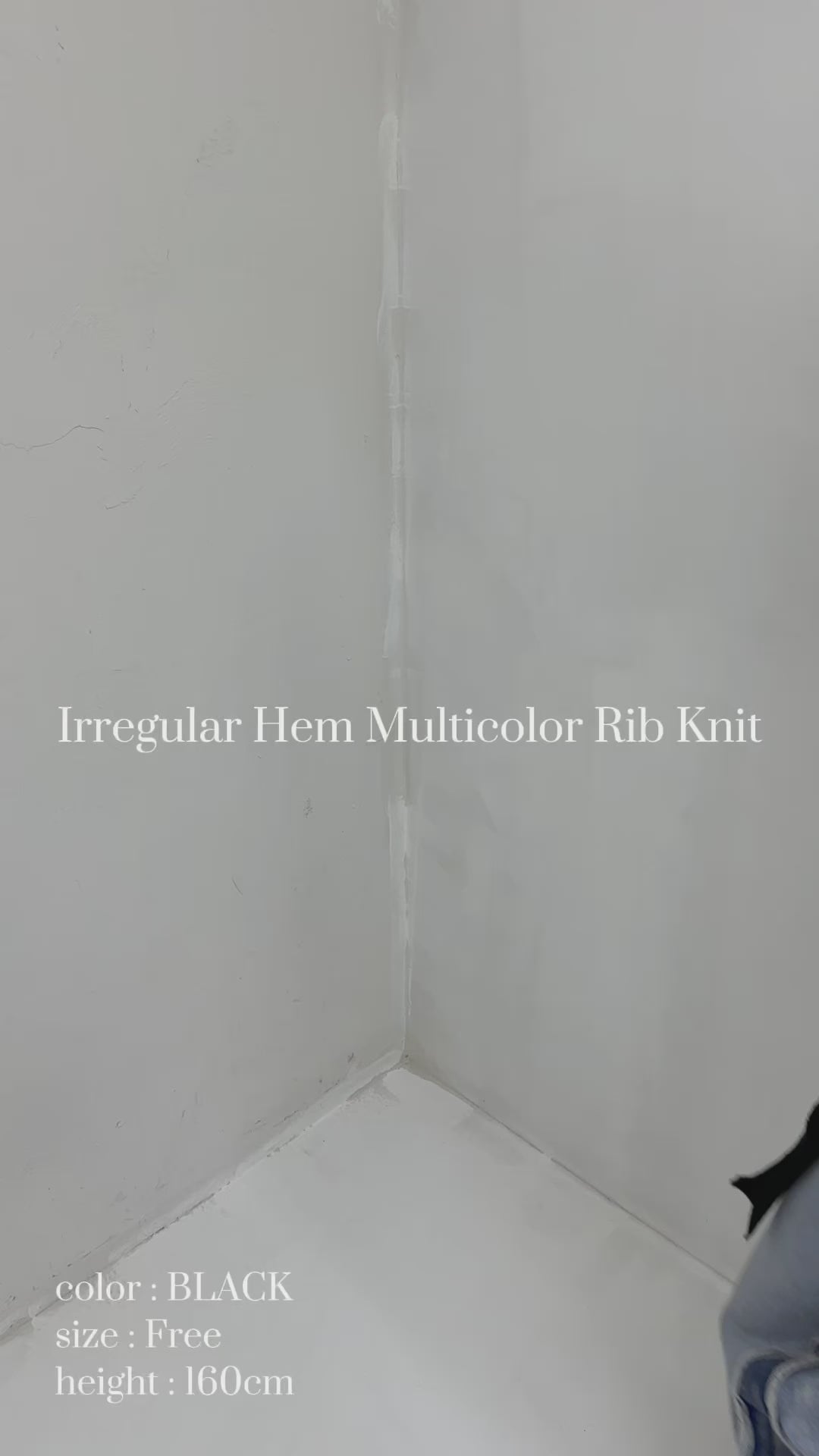 Irregular hem multicolor rib knit