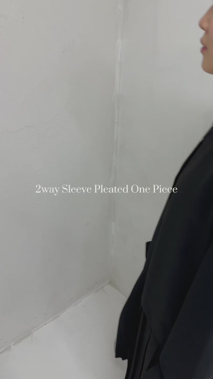 2way sleeve pleated one piece