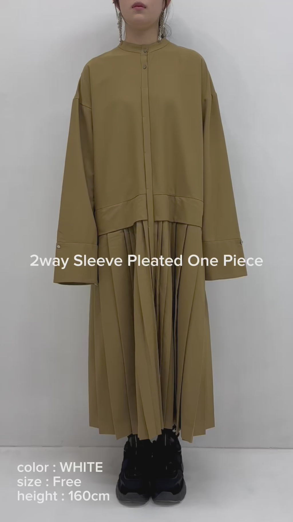 2way sleeve pleated one piece