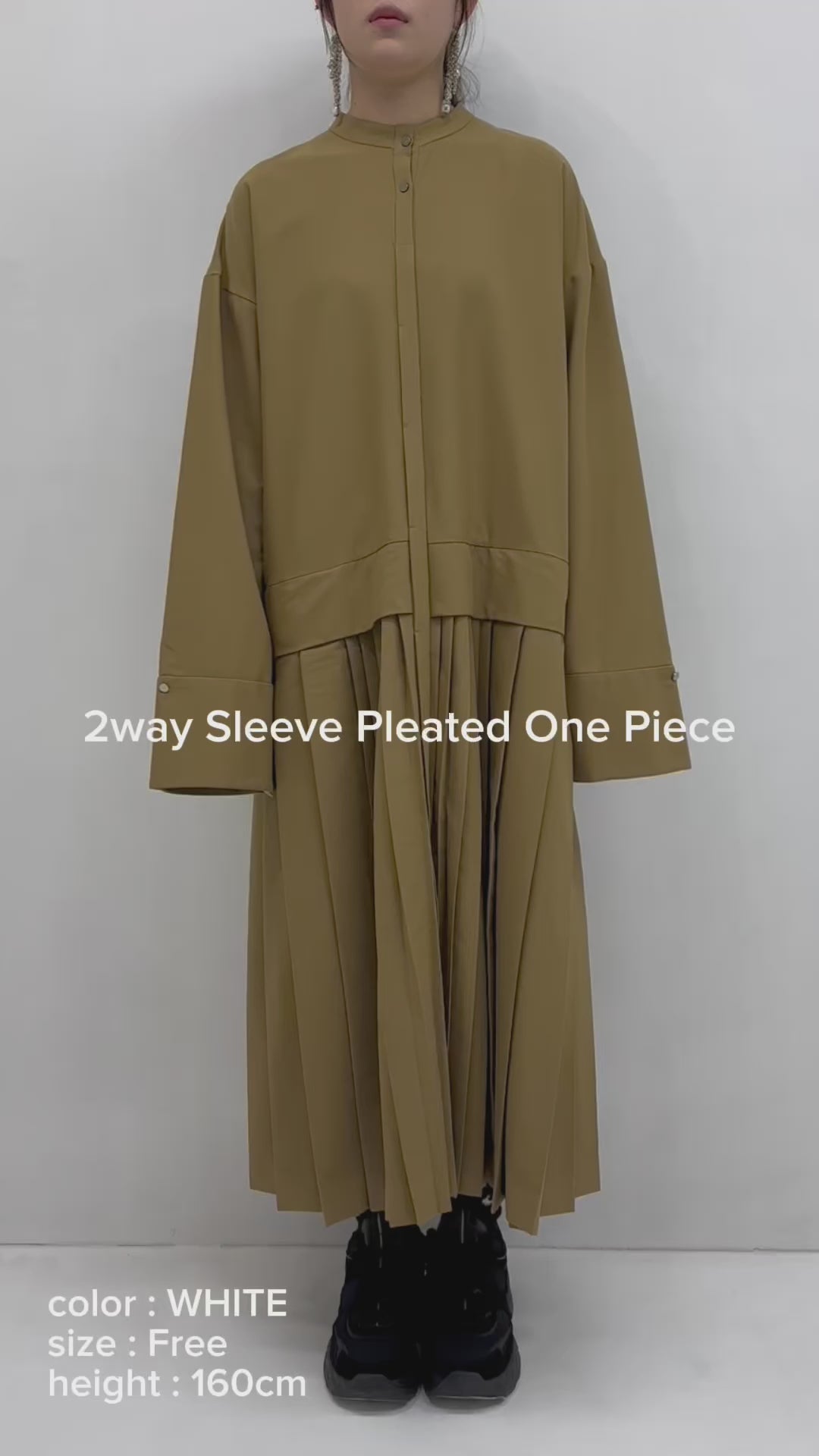 2way sleeve pleated one piece